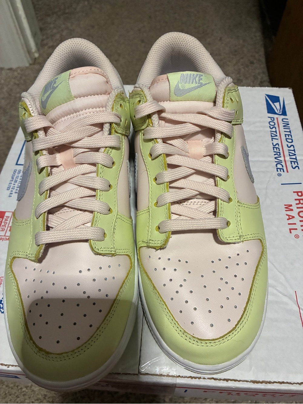 Nike Dunk Low Sneakers in Pale Pink & Lime Green